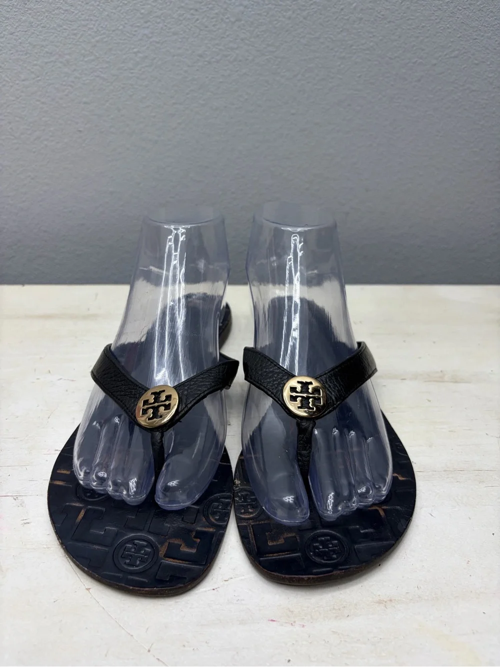 Tory Burch Black Leather Thora Sandals Size 8